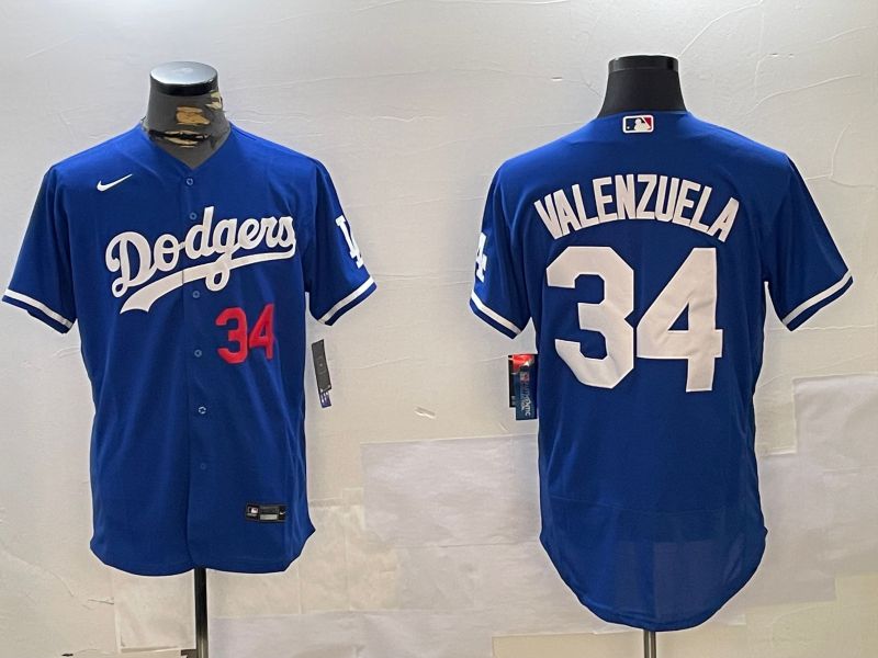 Men Los Angeles Dodgers #34 Valenzuela Blue Elite 2024 Nike MLB Jersey style 12164